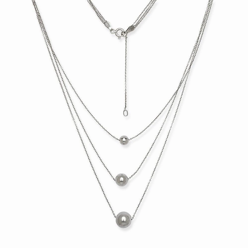 Sterling Silver Triple Strand Bead Necklace