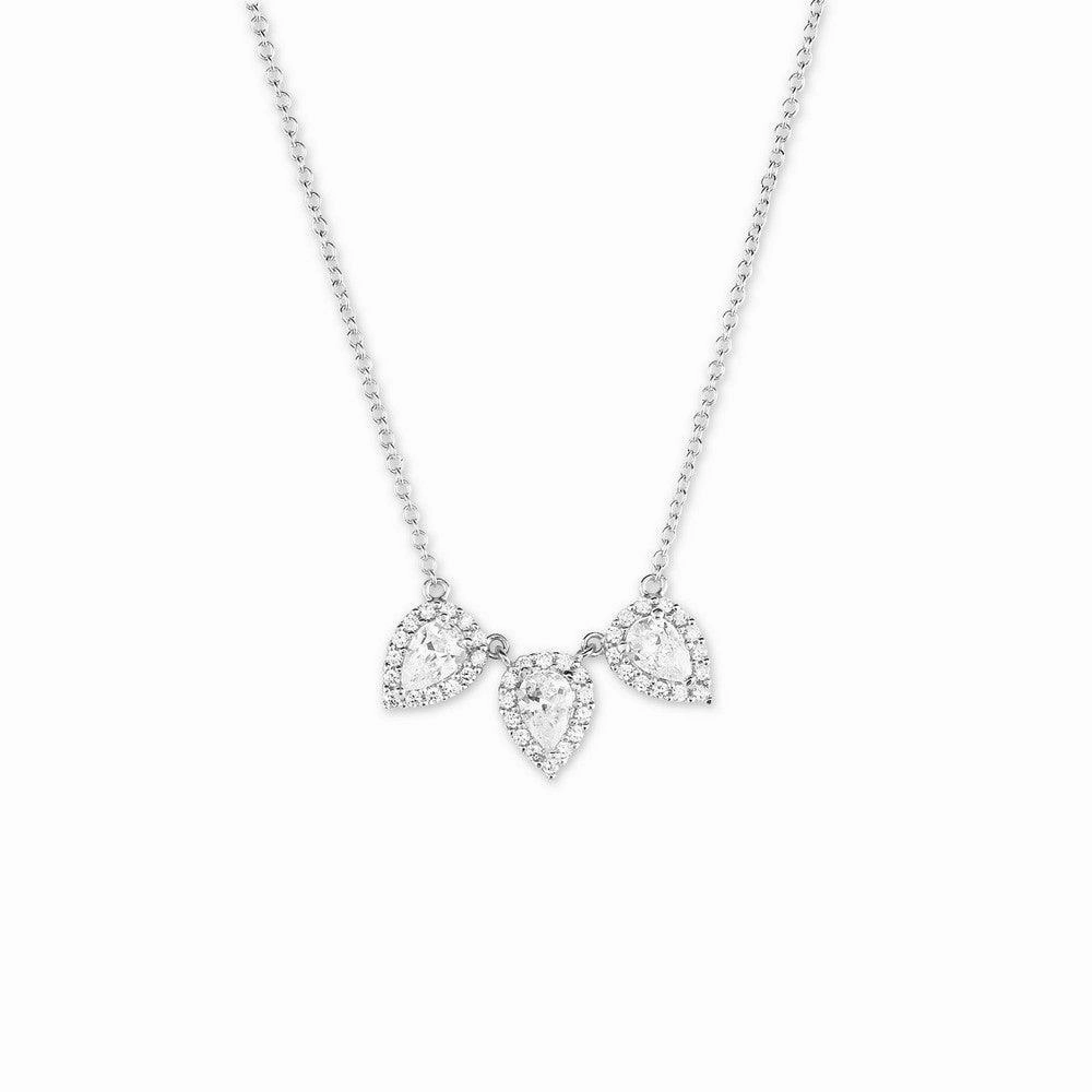 Sterling Silver Triple Teardrop CZ Necklace