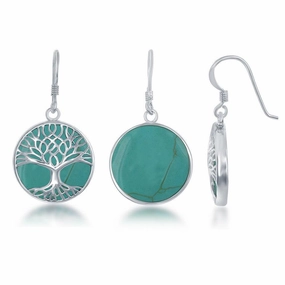 Sterling Silver Turquoise Tree of Life Earrings