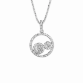 Sterling Silver Two Center CZ Circles Pendant