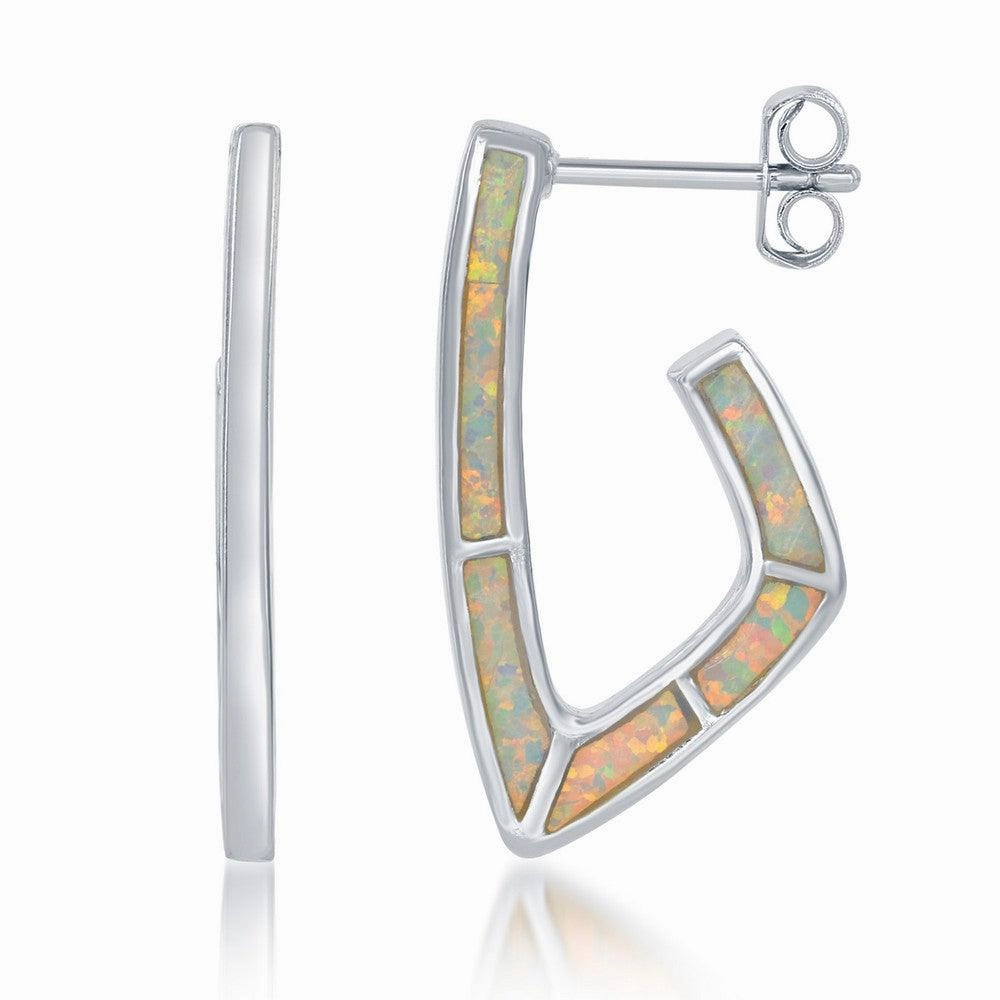 Sterling Silver U Shaped Sideways Hoop Earrings