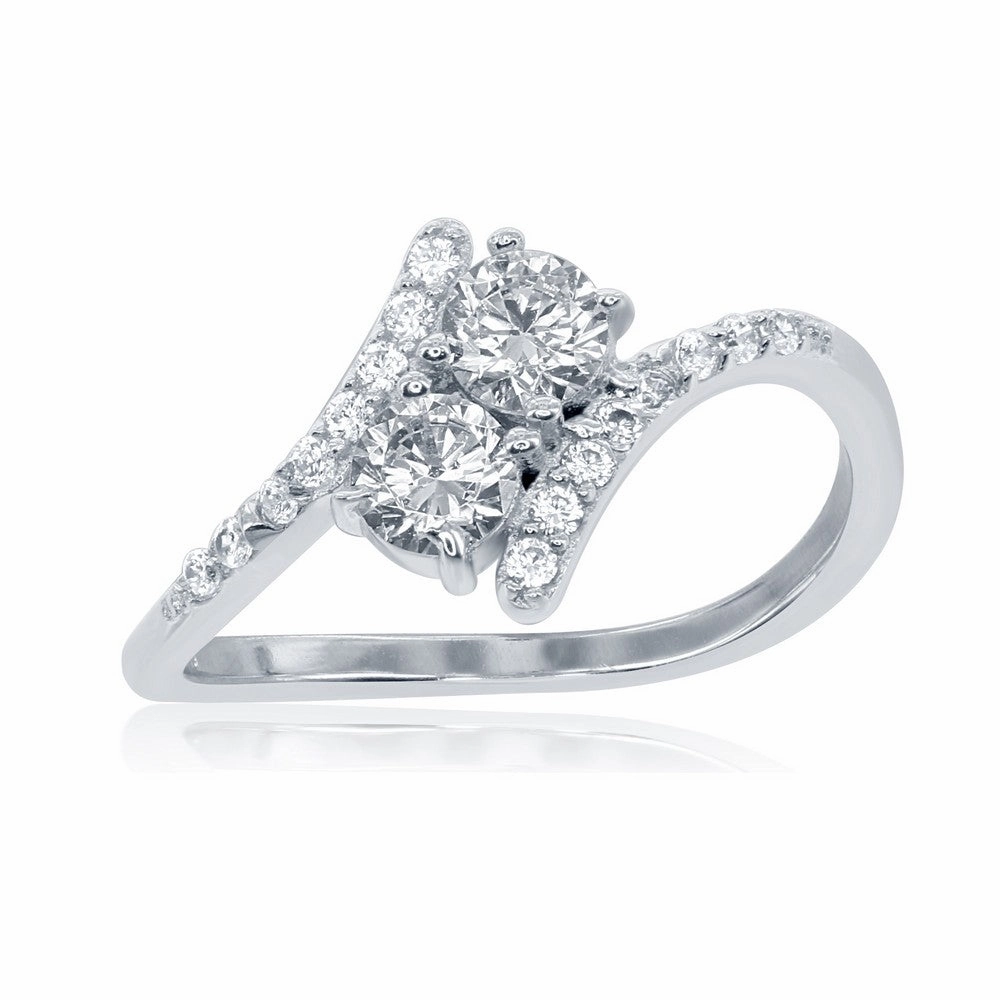 Sterling Silver Us2gether CZ with Thin CZ Sides Ring - W-1709