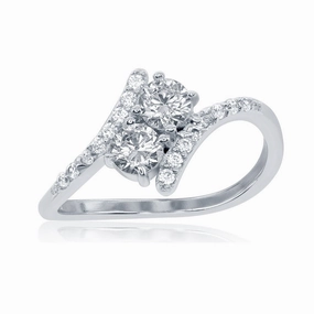 Sterling Silver Us2gether CZ with Thin CZ Sides Ring - W-1709