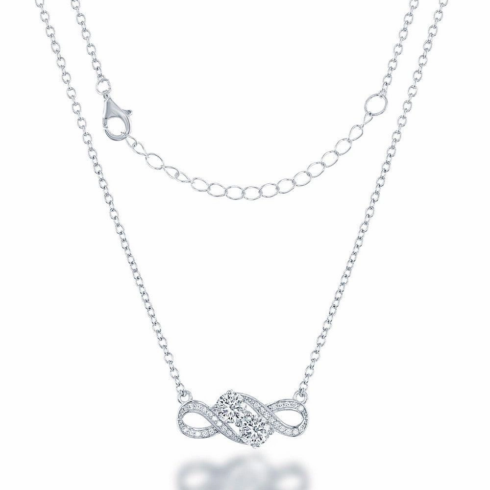 Sterling Silver Us2gether Two-Stone Overlapping CZ Necklace