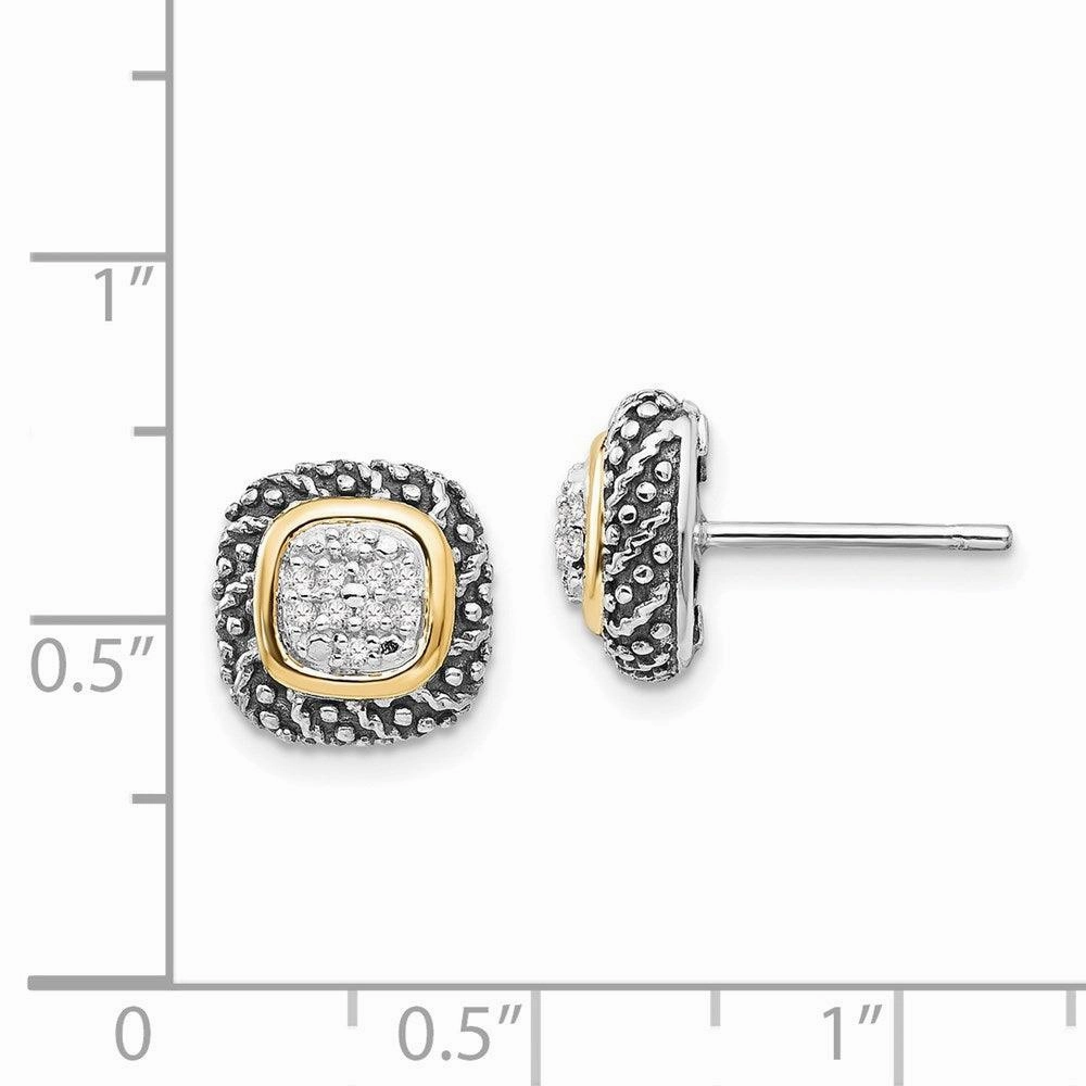 Sterling Silver w/14k Diamond Post Earrings