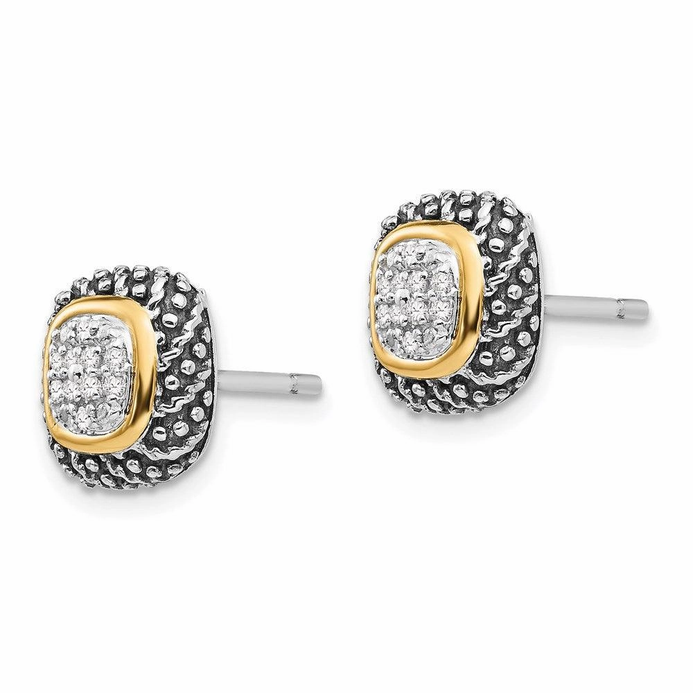 Sterling Silver w/14k Diamond Post Earrings