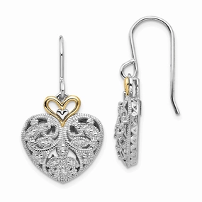 Sterling Silver w/14k Diamond Vintage Earrings