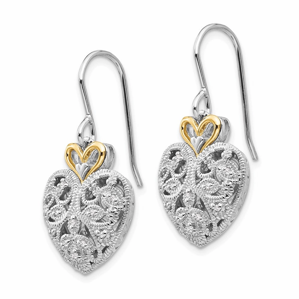 Sterling Silver w/14k Diamond Vintage Earrings