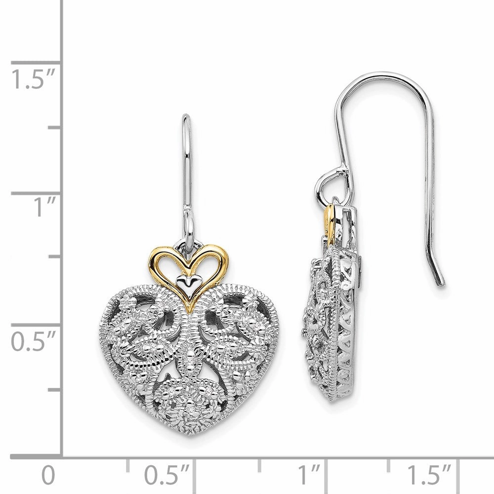 Sterling Silver w/14k Diamond Vintage Earrings