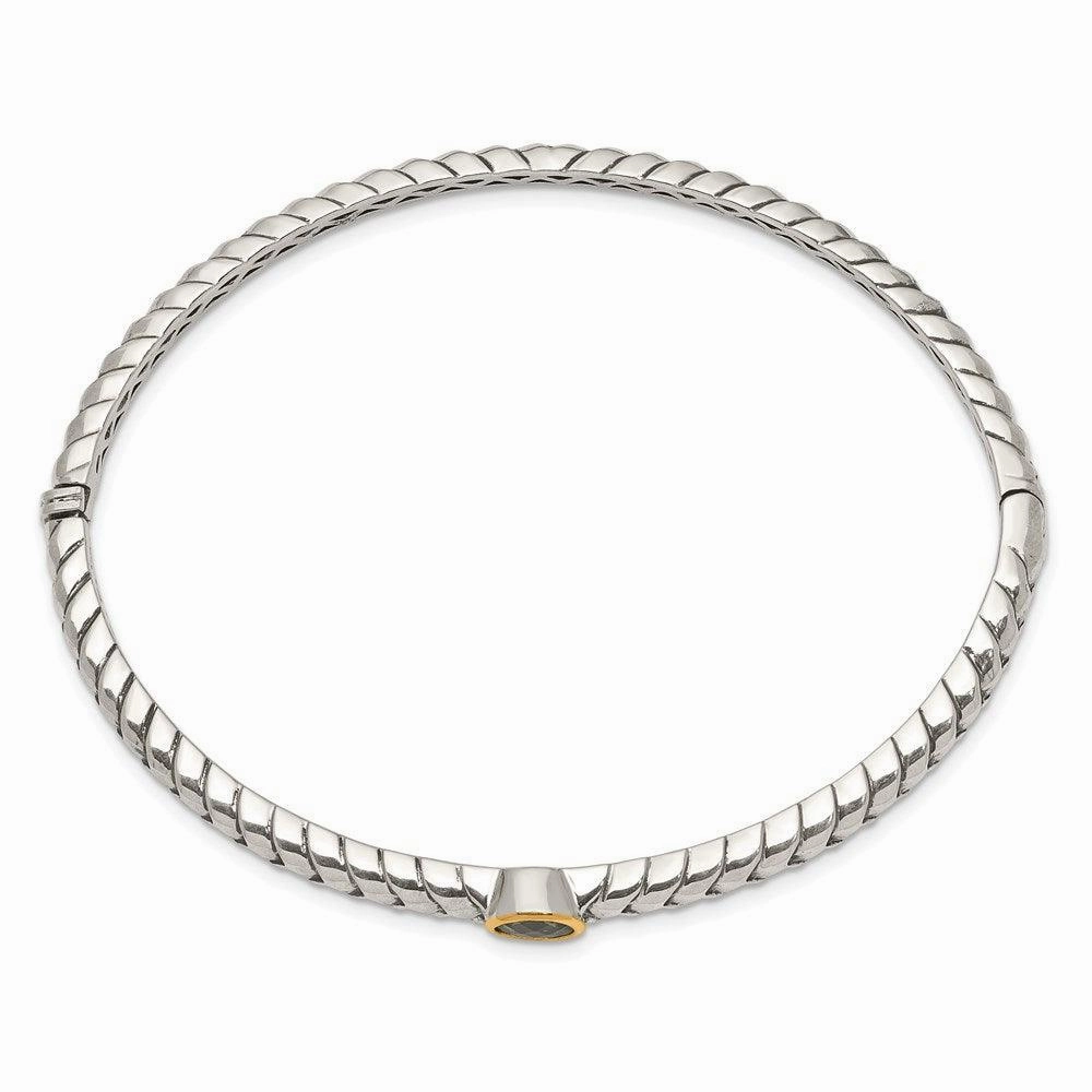 Sterling Silver w/14k Peridot Bangle Bracelet