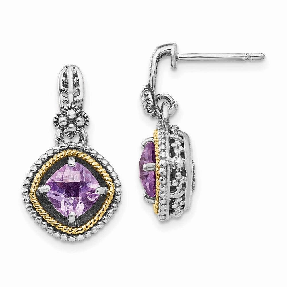 Sterling Silver w/14k Pink Quartz Earrings