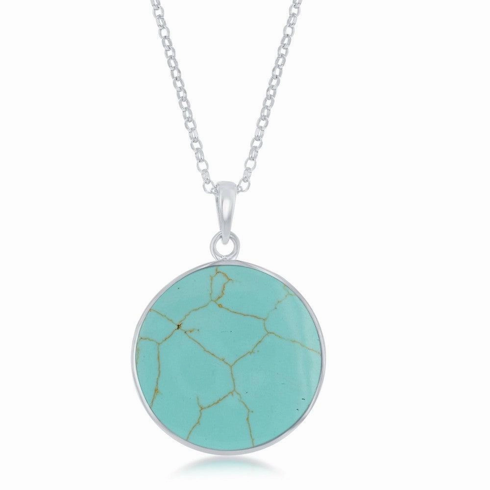 Sterling Silver Wave Design Turquoise Pendant Chain