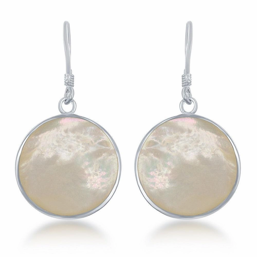Sterling Silver White MOP and Tree of Life Earrings