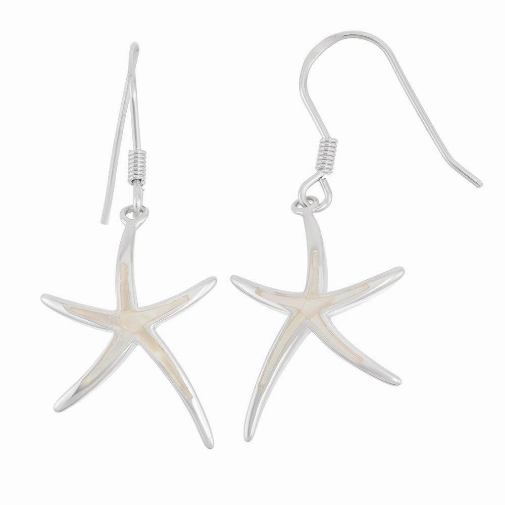 Sterling Silver White MOP Starfish Earrings