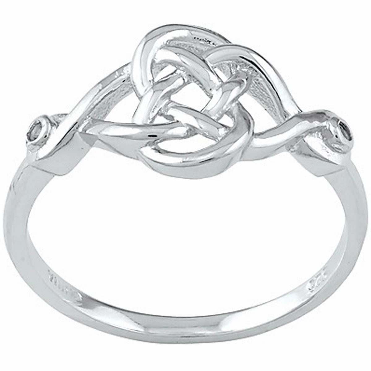 Sterling Silver White Topaz Interlocking Design Ring - W-9699