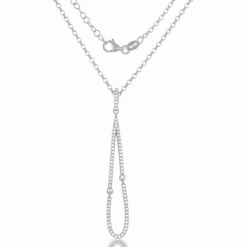 Sterling Silver White Topaz Teardrop Necklace