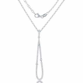 Sterling Silver White Topaz Teardrop Necklace
