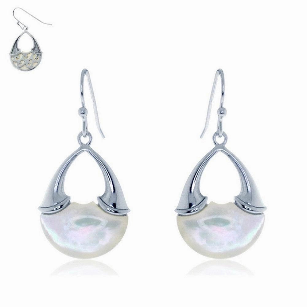Sterling Silver White Upside Down V MOP Earrings
