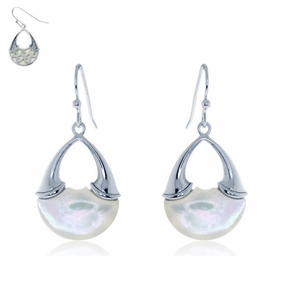 Sterling Silver White Upside Down V MOP Earrings
