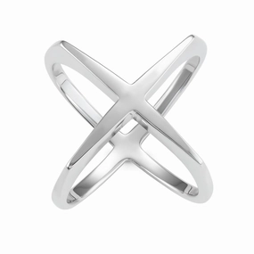 Sterling Silver Wide Boxy X Ring - W-1631