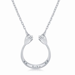 Sterling Silver XOXO U Hands Design Necklace