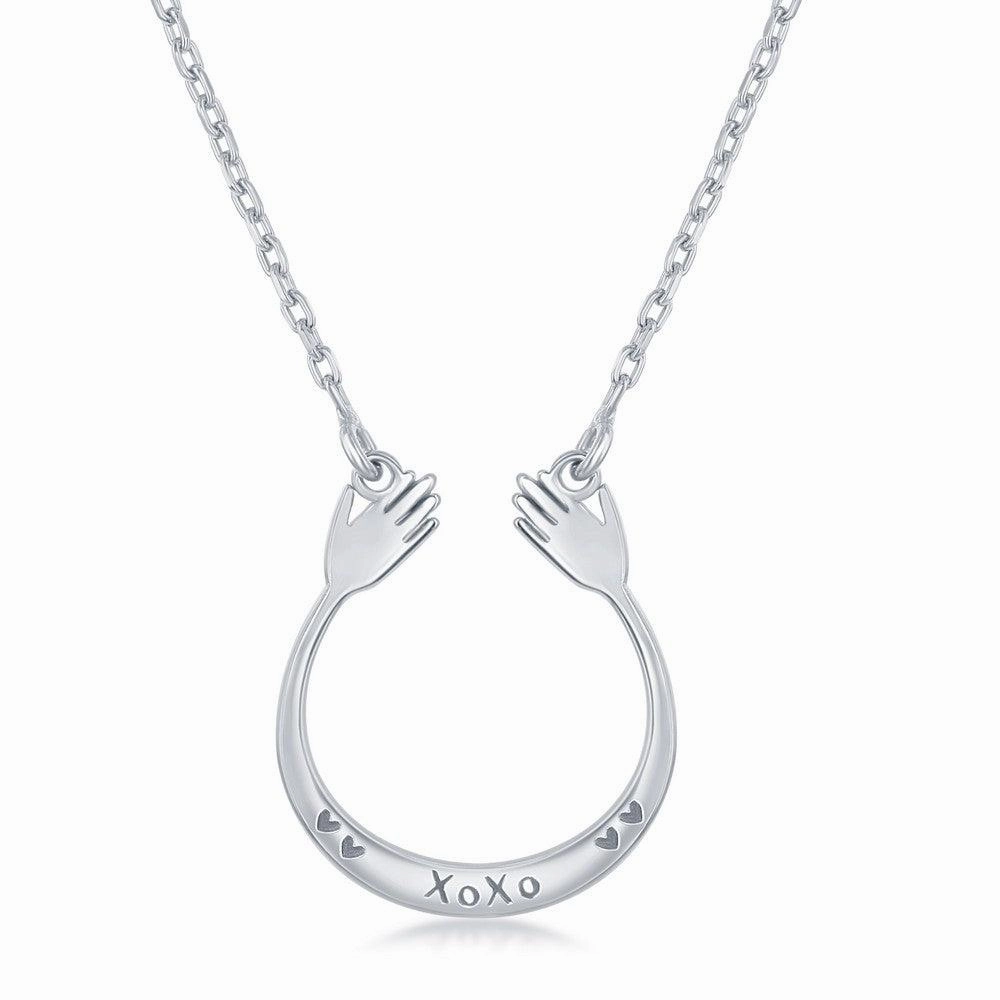 Sterling Silver XOXO U Hands Design Necklace