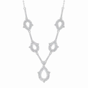 Sterling Silver Y Style Teardrop Bridal Necklace