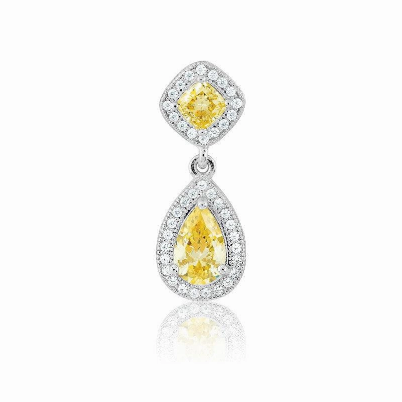 Sterling Silver Yellow Micro Pave Teardrop Pendant