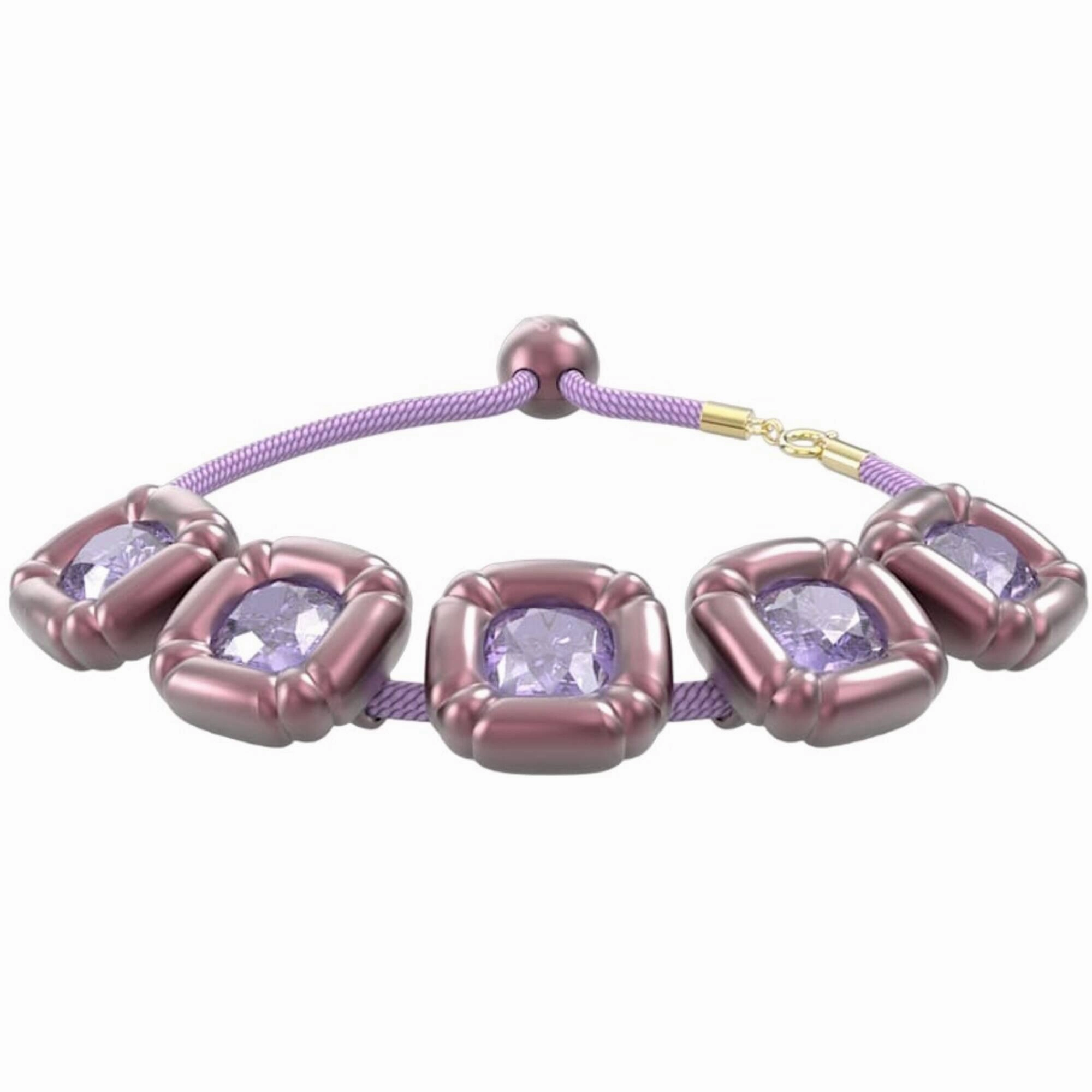 Swarovski Women's Bracelet - Dulcis Rose Gold Tone Cushion Cut Purple Stone | 5613731