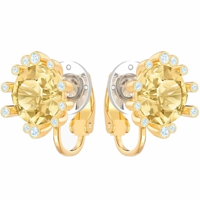 Swarovski Women's Clip Earrings - Olive Gold Tone Plated Brown Crystal | 5485463