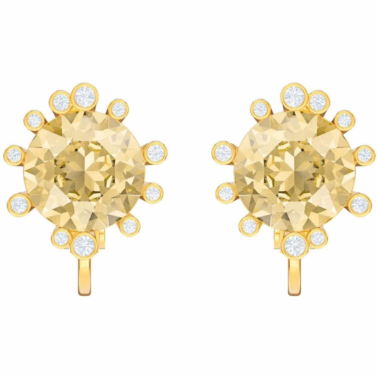 Swarovski Women's Clip Earrings - Olive Gold Tone Plated Brown Crystal | 5485463