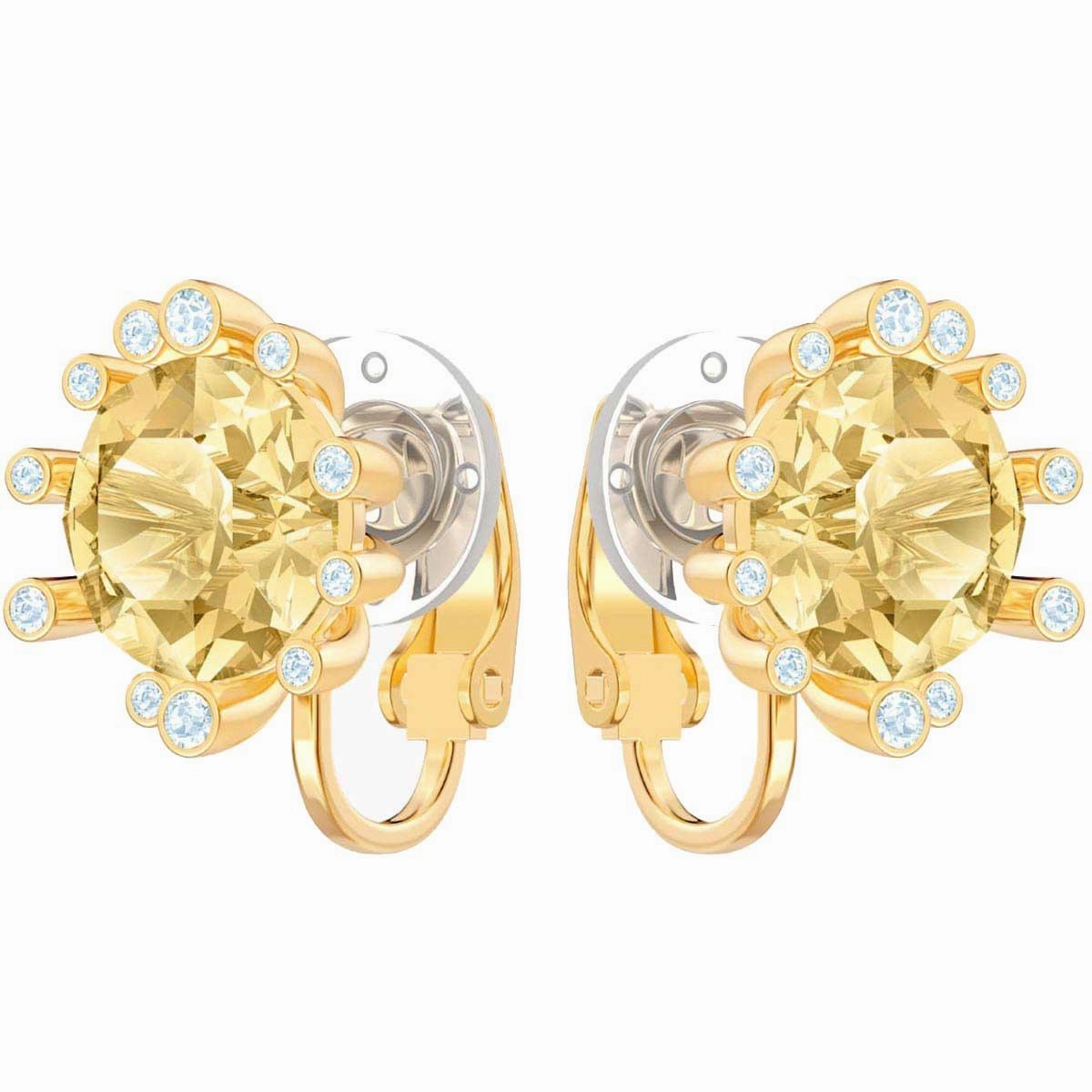 Swarovski Women's Clip Earrings - Olive Gold Tone Plated Brown Crystal | 5485463