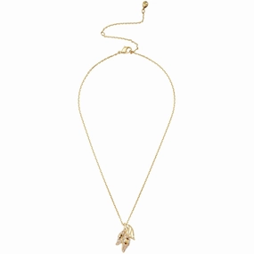 Swarovski Women's Pendant Necklace - Graceful Bloom Yellow Gold Tone Leaves | 5511813