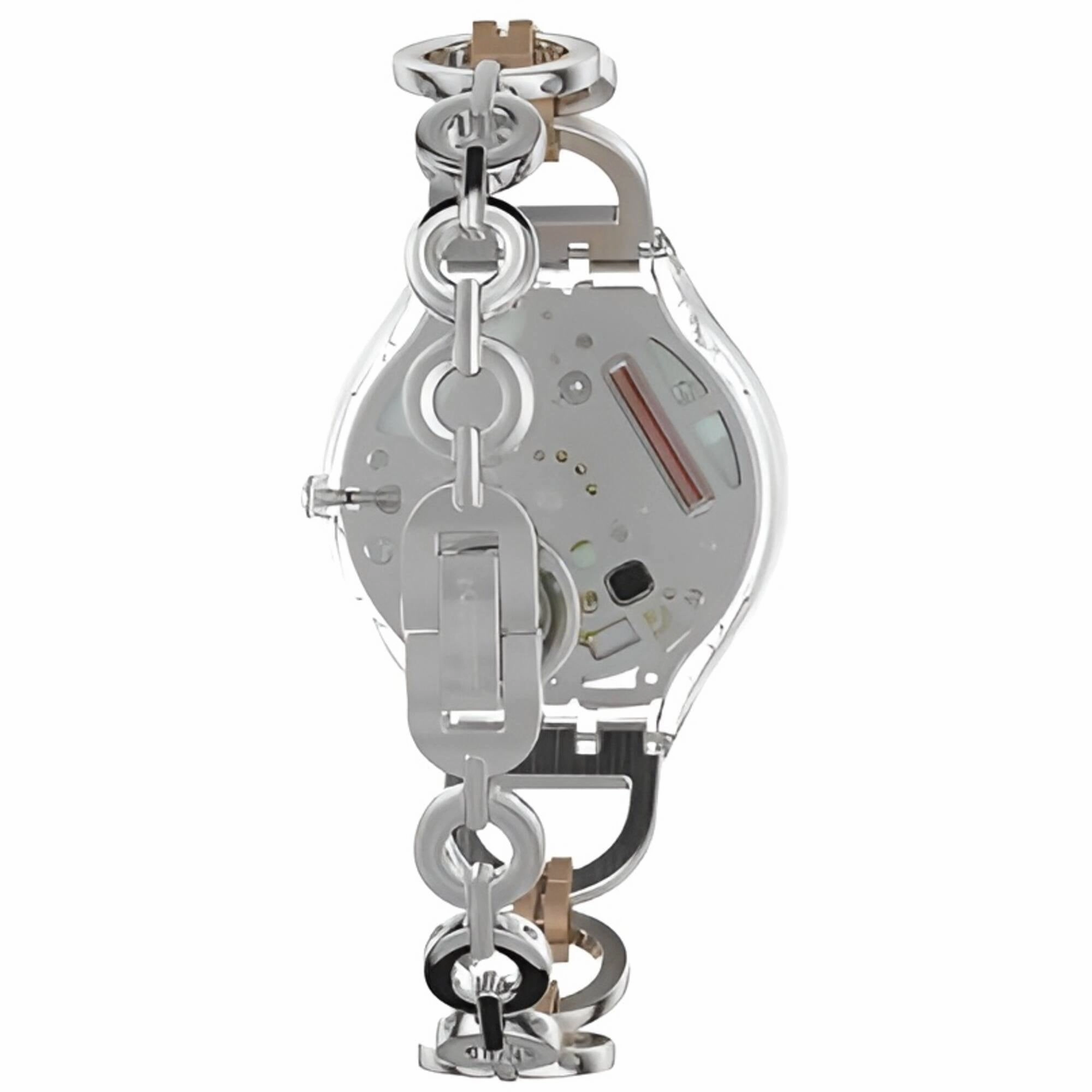Swatch Women's Watch - Skin Skinring Quartz White Dial Two Tone Bracelet | SVOK102G