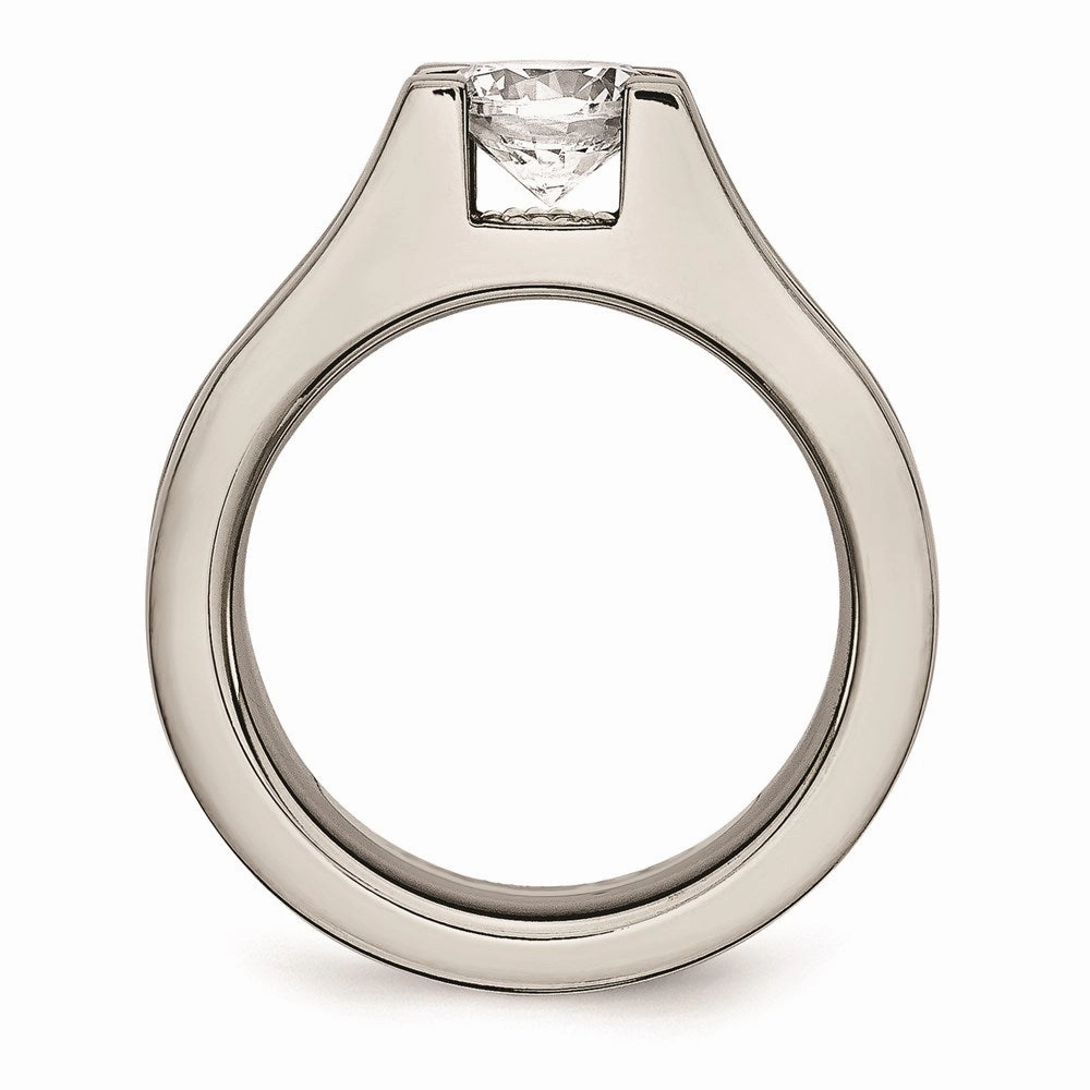 Titanium & Sterling Silver CZ Ring | TB376