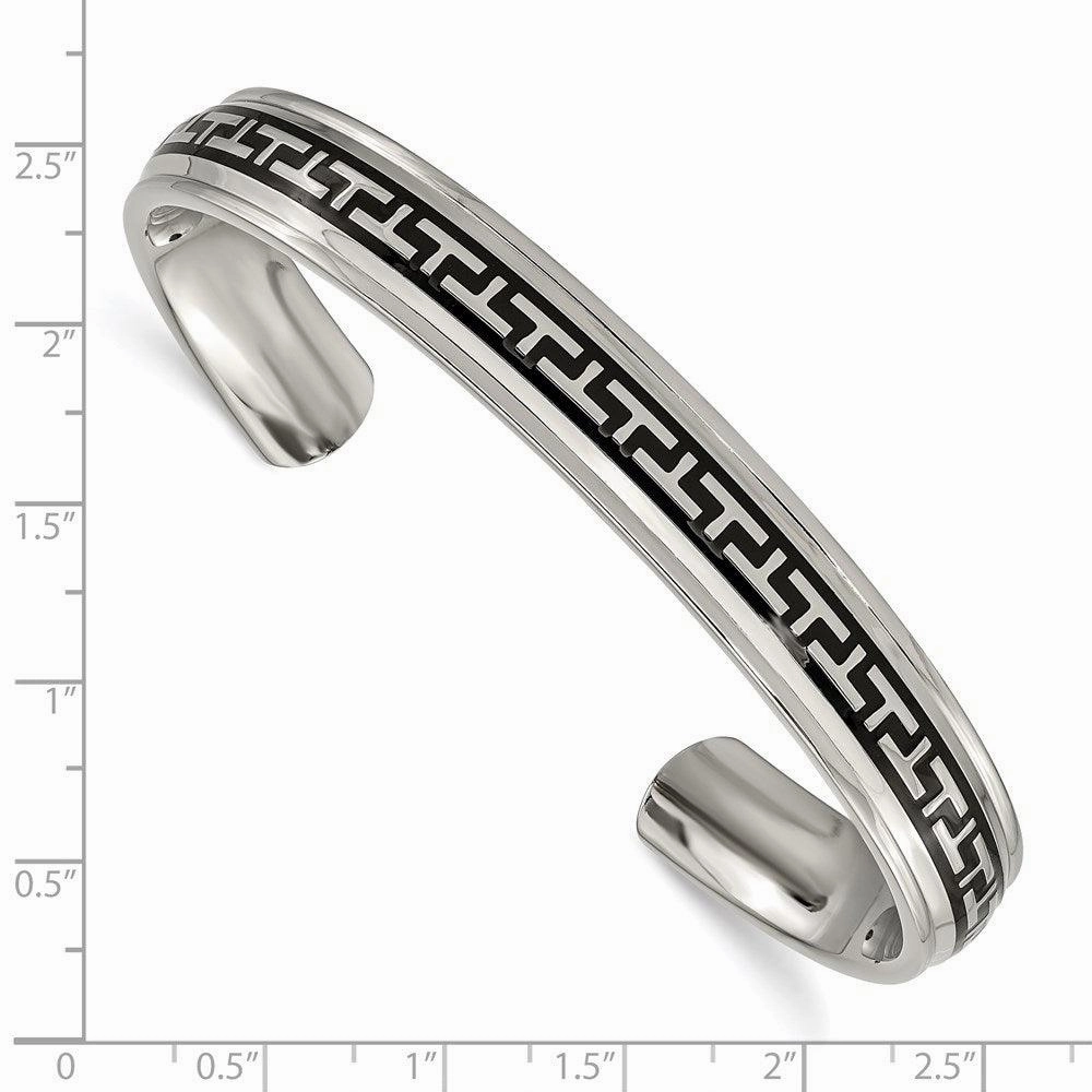 Titanium Black Rubber Design Cuff Bangle