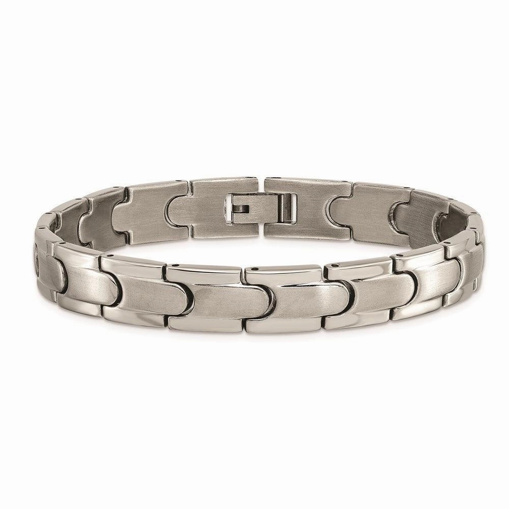 Titanium Brushed and Polished w/Syn. Germanium 8.5in Link Bracelet