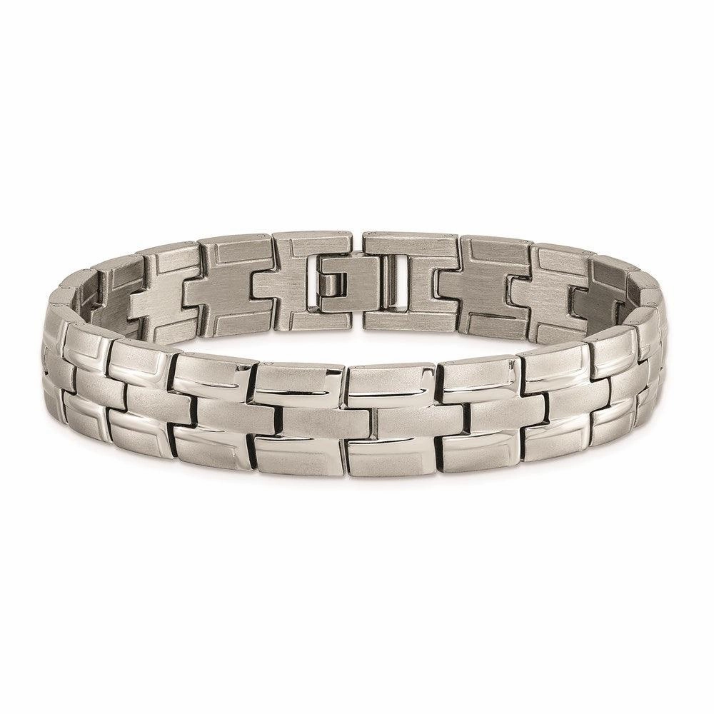 Titanium Brushed and Polished w/Syn. Germanium 8.5in Link Bracelet