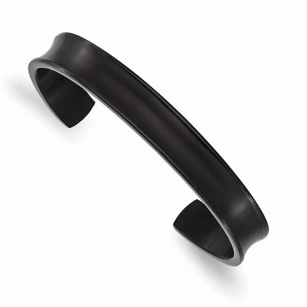 Titanium Brushed w/Polished Edge Black IP-plated 10mm Cuff Bangle