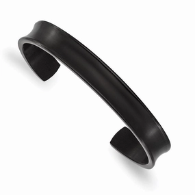 Titanium Brushed w/Polished Edge Black IP-plated 10mm Cuff Bangle