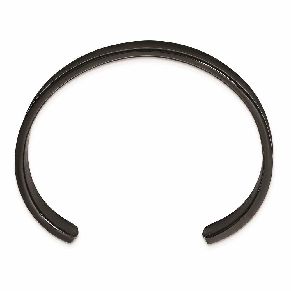 Titanium Brushed w/Polished Edge Black IP-plated 10mm Cuff Bangle