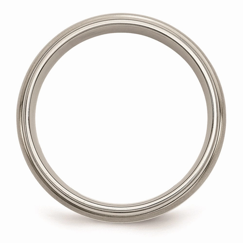 Titanium Ridged Edge Sterling Silver Inlay 6mm Brushed/Polished Band | TB82