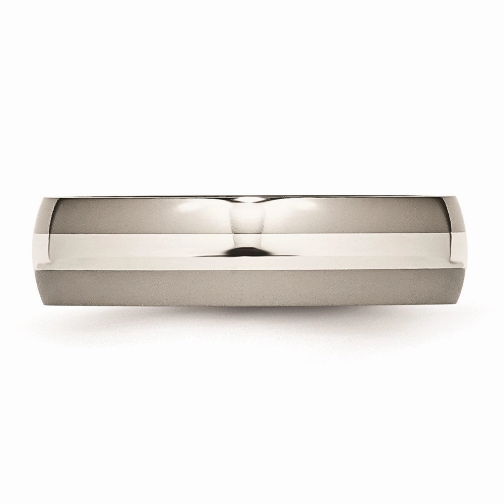 Titanium Sterling Silver Inlay 6mm Polished Band | TB81
