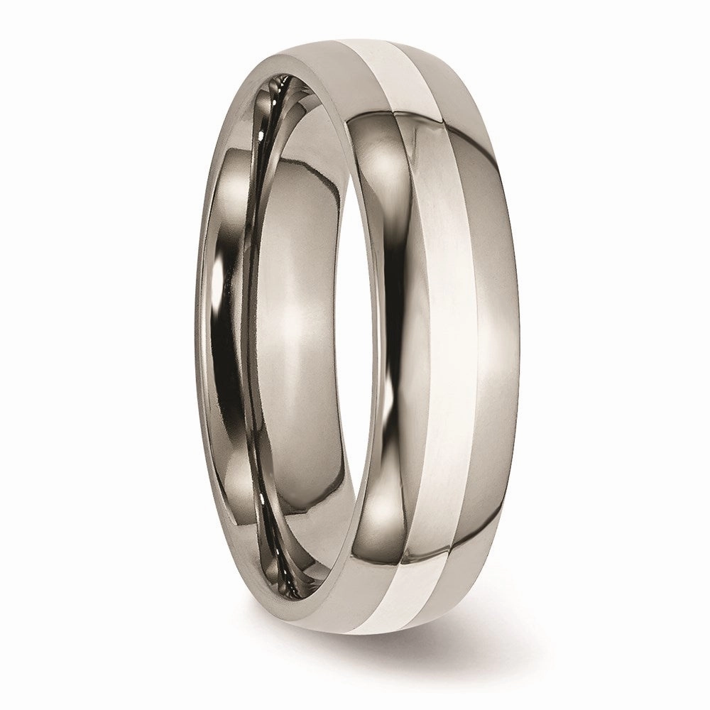Titanium Sterling Silver Inlay 6mm Polished Band | TB81