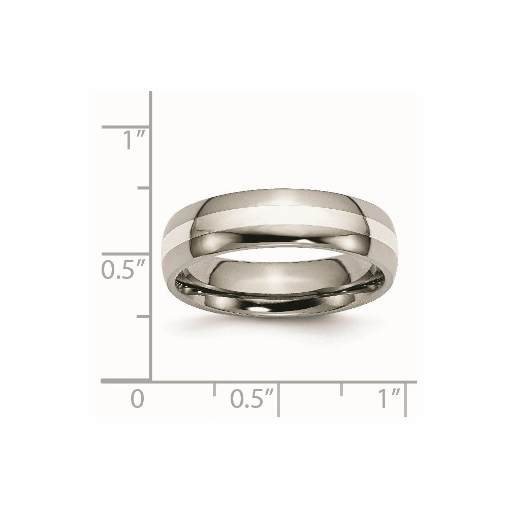 Titanium Sterling Silver Inlay 6mm Polished Band | TB81