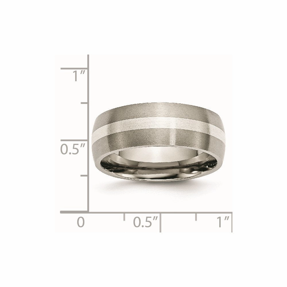 Titanium Sterling Silver Inlay 8mm Brushed Band | TB211