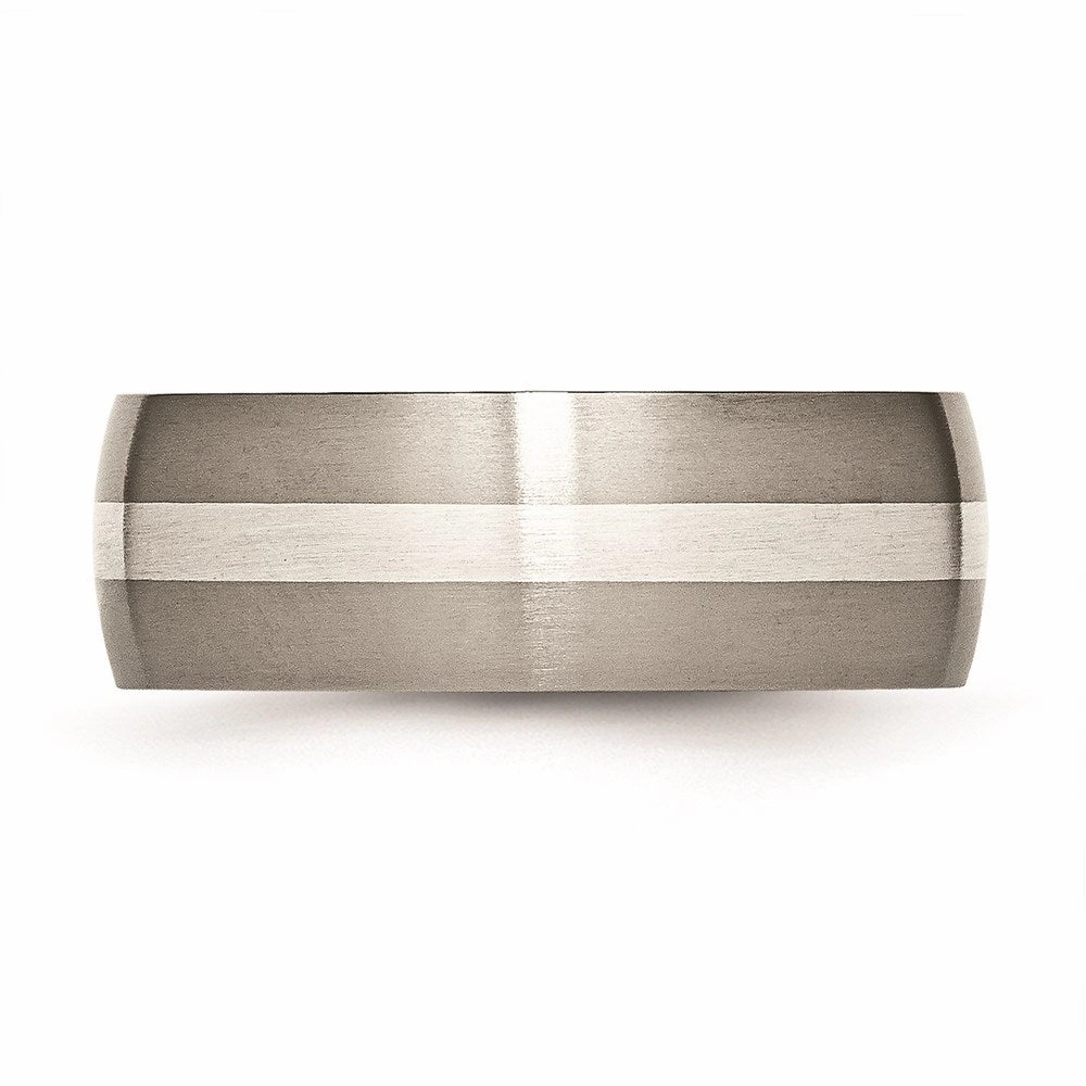 Titanium Sterling Silver Inlay 8mm Brushed Band | TB211
