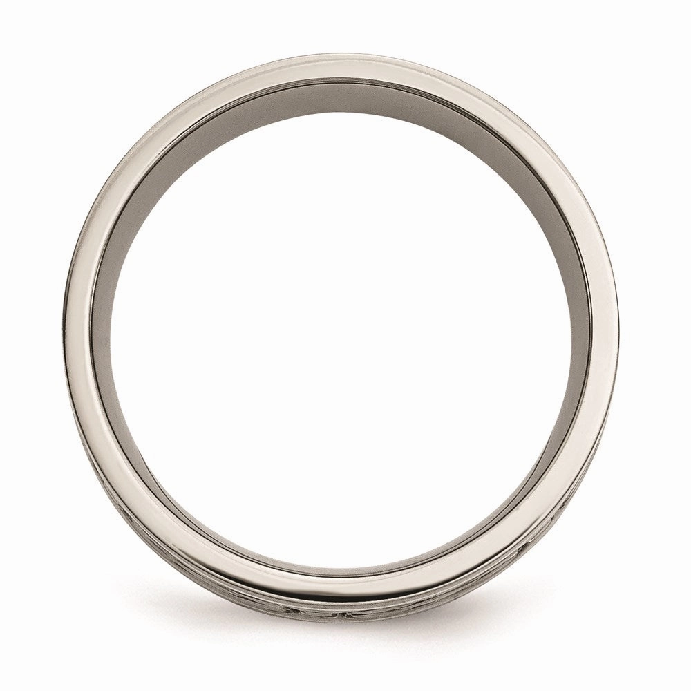 Titanium Sterling Silver Inlay Celtic Knot Flat 8mm Polished Band | TB79