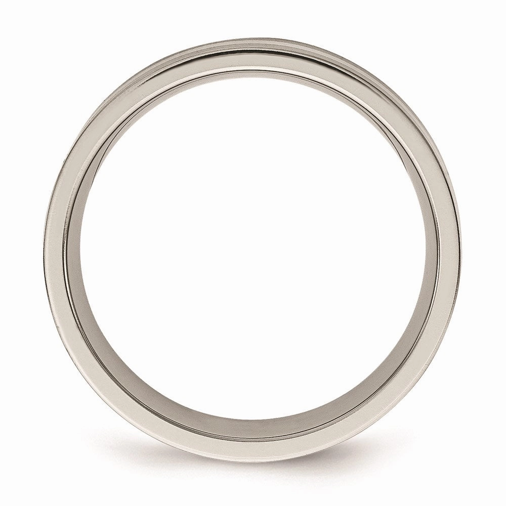 Titanium Sterling Silver Inlay Flat 6mm Brushed Band | TB206
