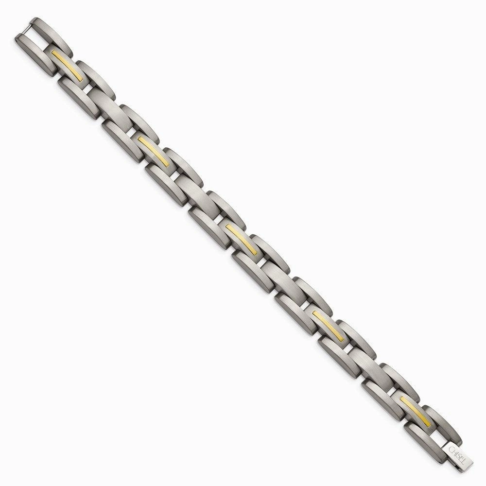 Titanium with 14k Yellow Inlay Accent Bracelet